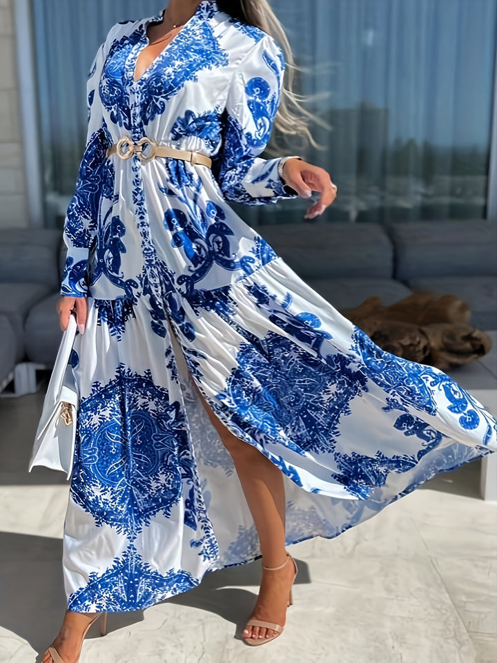 Darlene | Boho Maxi Jurk met Elegante Print en V-Hals