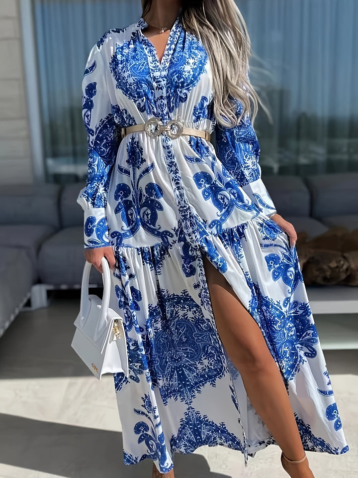 Darlene | Boho Maxi Jurk met Elegante Print en V-Hals