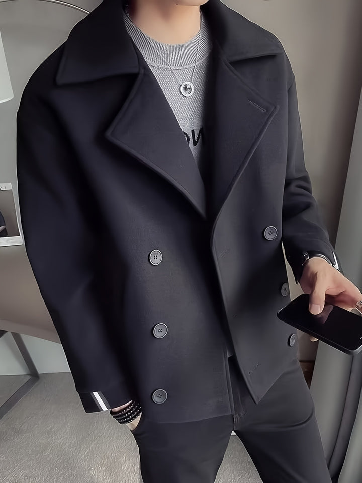 Gabriel | Korte Stijlvolle Trenchcoat met Dubbele Rijen Knoopsluiting