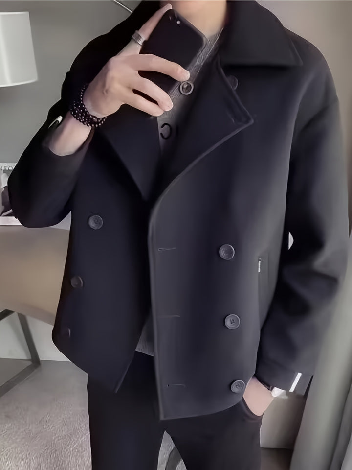 Gabriel | Korte Stijlvolle Trenchcoat met Dubbele Rijen Knoopsluiting