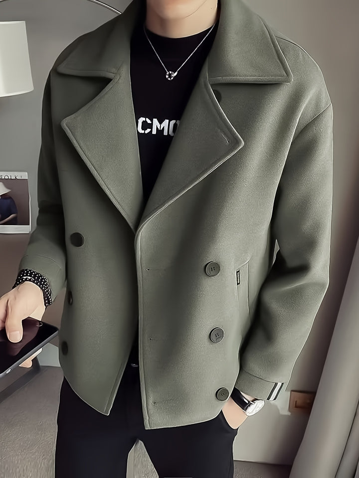 Gabriel | Korte Stijlvolle Trenchcoat met Dubbele Rijen Knoopsluiting