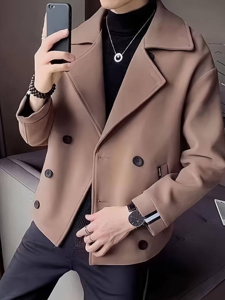 Gabriel | Korte Stijlvolle Trenchcoat met Dubbele Rijen Knoopsluiting