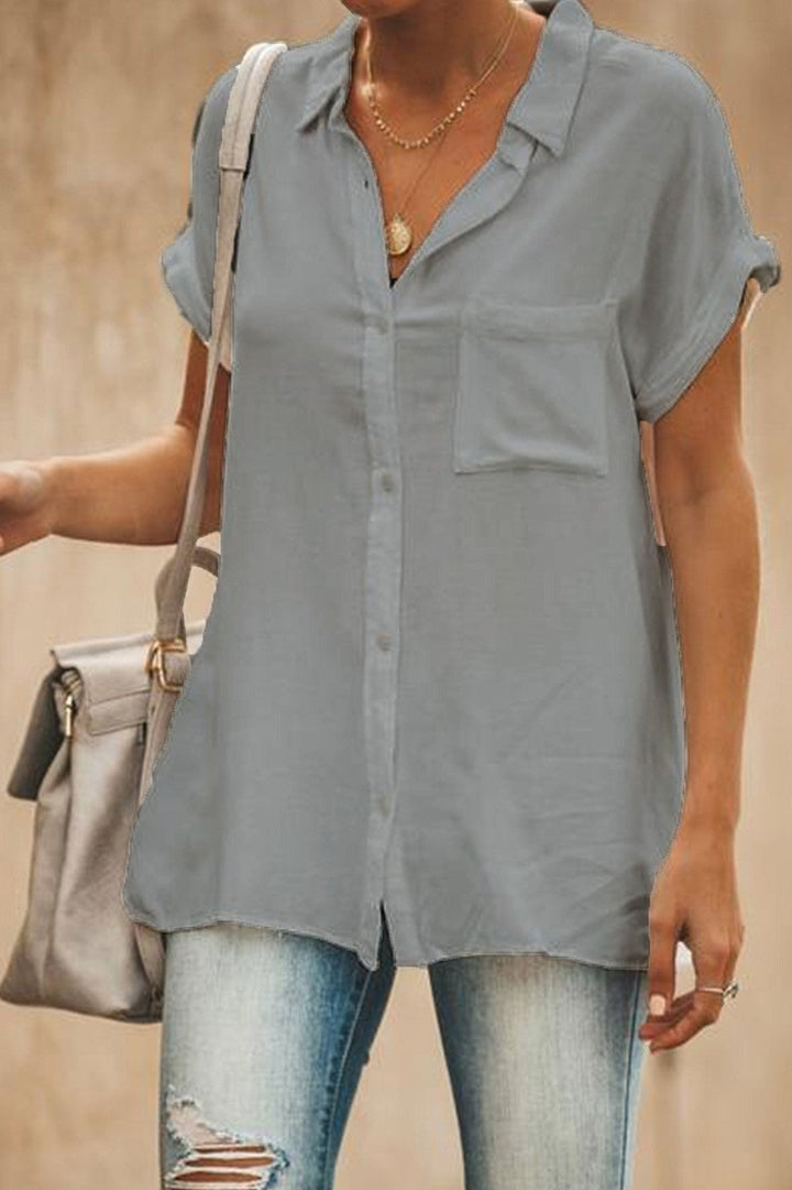 Dames overhemd met korte mouw – Relaxed fit – Ademend materiaal – Borstzak