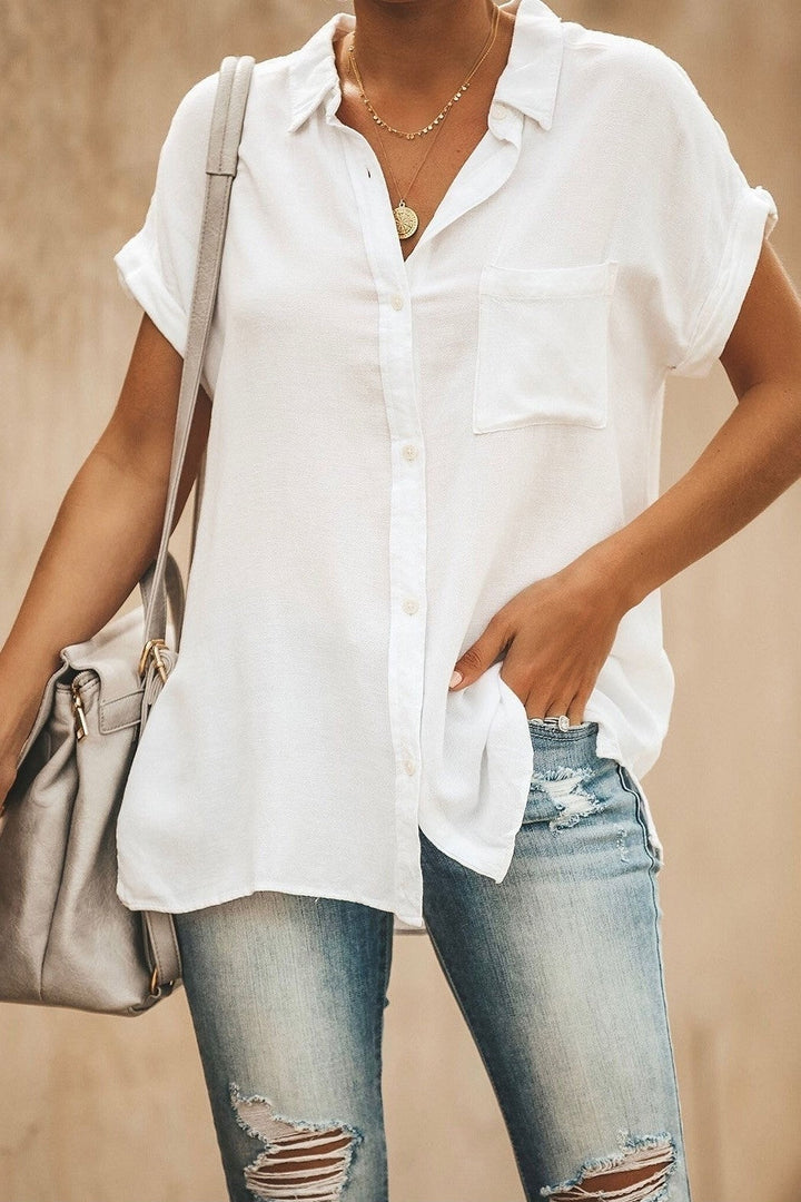 Dames overhemd met korte mouw – Relaxed fit – Ademend materiaal – Borstzak