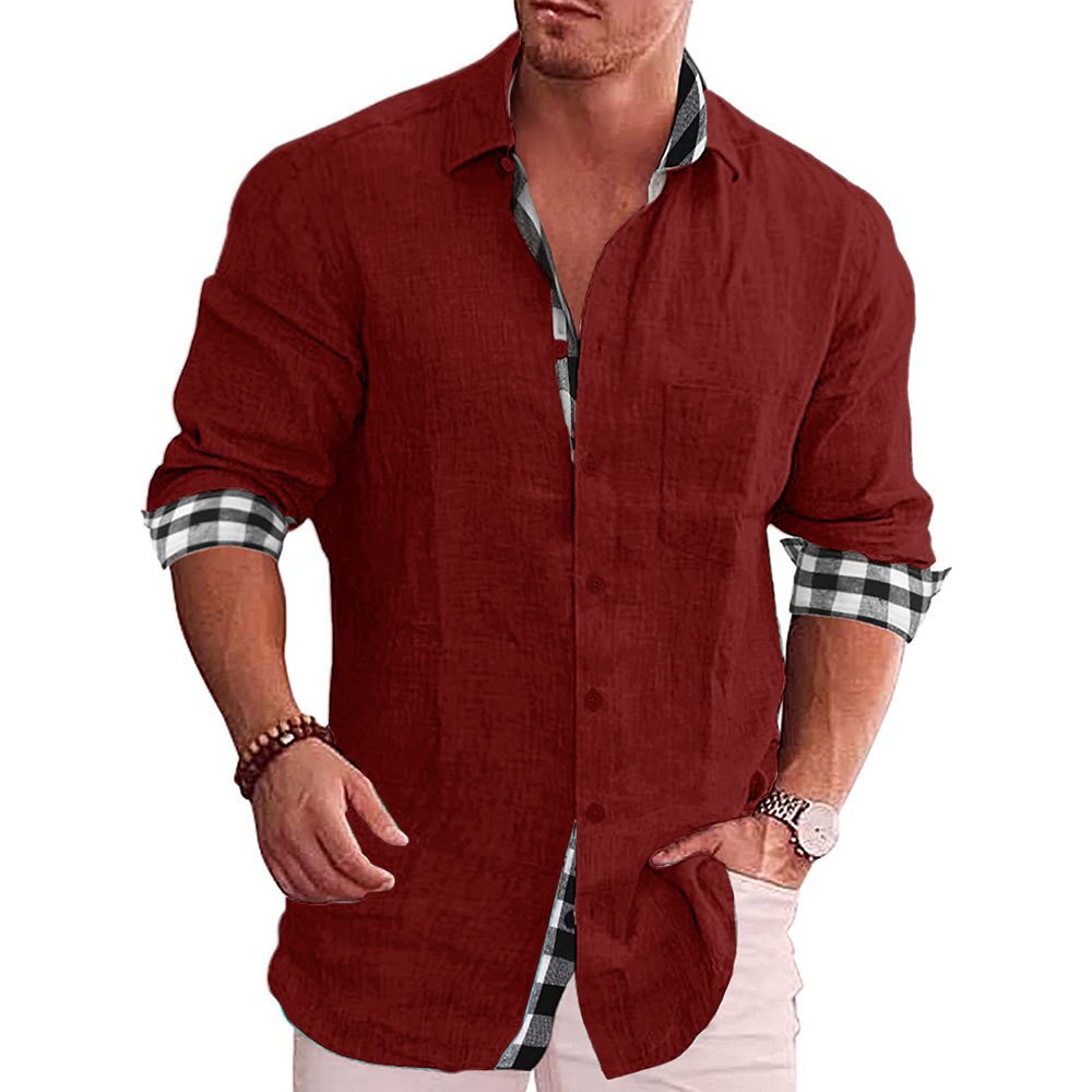 Heren Overhemd – Slim Fit – Lange Mouw – Natuurlijke Stoffen – Geruit Detail